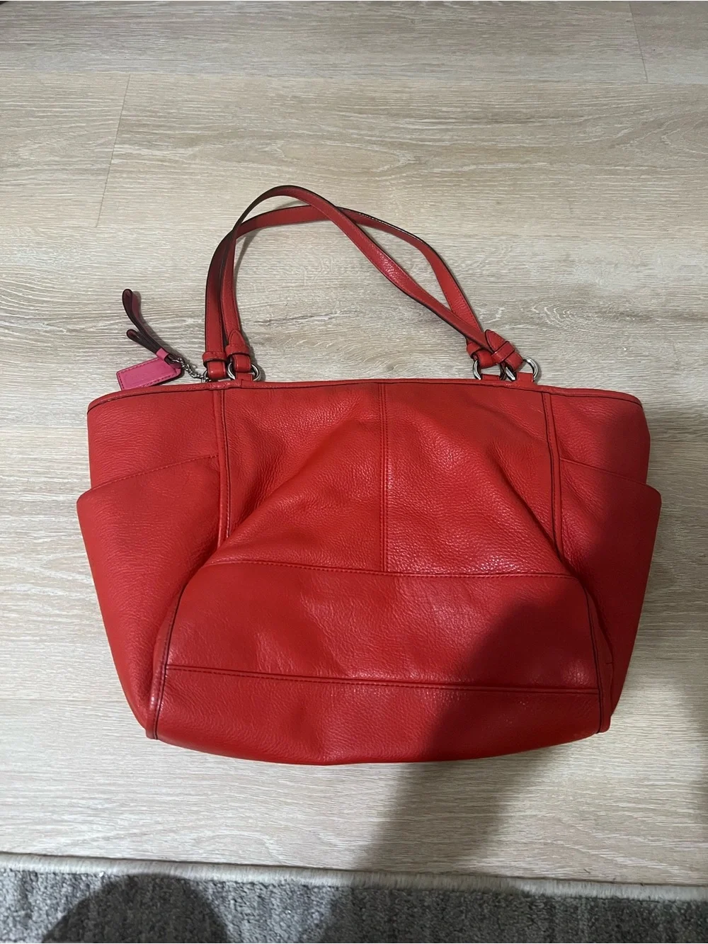 Coach Vibrant Red Pebbled Leather Shoulder Bag